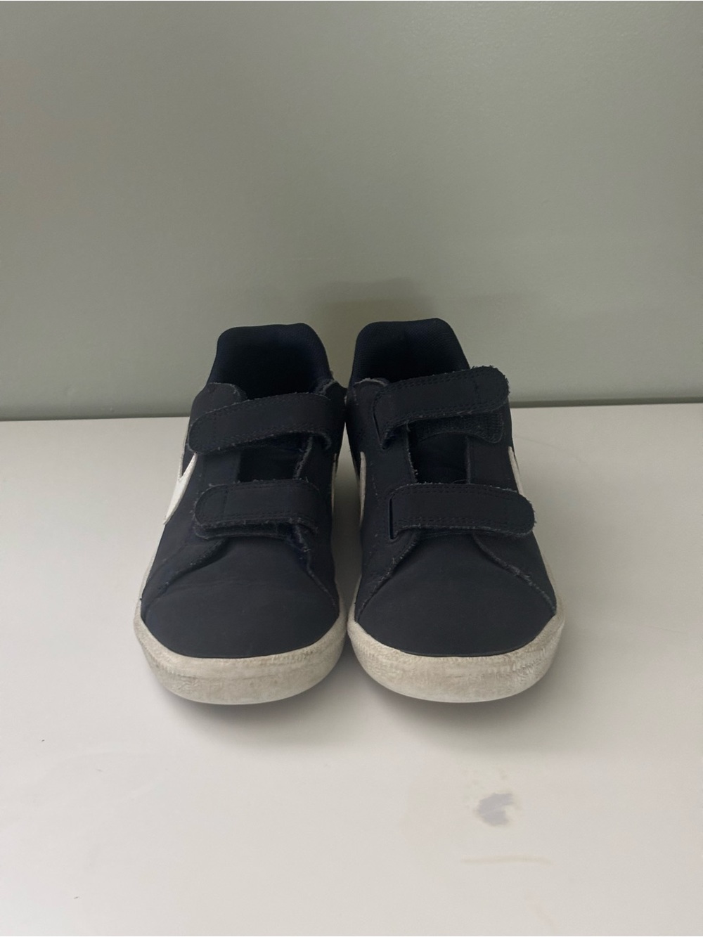 Nike Kids Black Velcro Sneakers with White Swoosh
